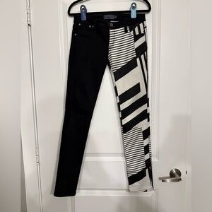 Frankie B. Mismatched Geometric Print Skinny Jeans Size 28 NWOT Y2K